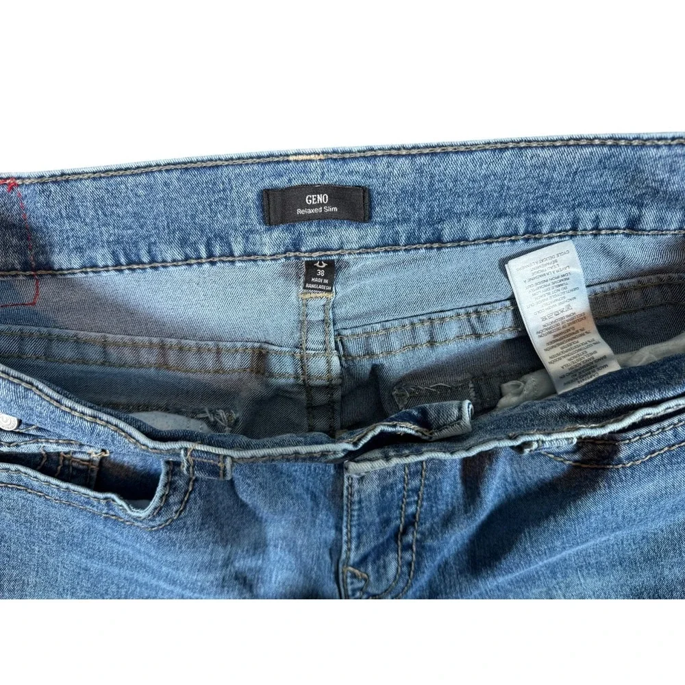 True Religion GENO Relaxed Slim Jeans Mens 38 Blue Denim‎ Stretch Straight Leg